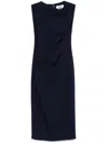 Msgm Twist-detail Midi Dress In Blue