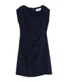 Msgm Short Blue Draped Dress In Black