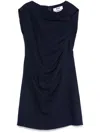 Msgm Short Blue Draped Dress In Blue