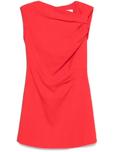 Msgm Draped Detail Sleeveless Mini Dress In Red