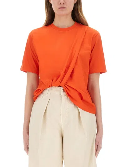 Msgm Twist Detailed Crewneck T In Orange