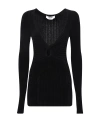 Msgm Twist-front Ribbed Long-sleeve Top In Black