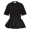 Msgm Two Colors Flared T-shirt In Black