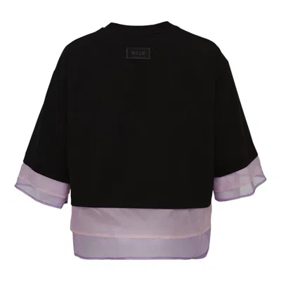 Msgm Two Colour Mesh Tee In Black