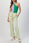 Msgm Two-tone Halterneck Bodysuit In Green