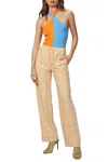 Msgm Two-tone Halterneck Bodysuit In Orange/blue In Neutral