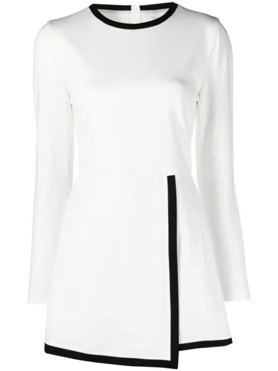 Msgm Two-tone Long-sleeve Playsuit In Weiss