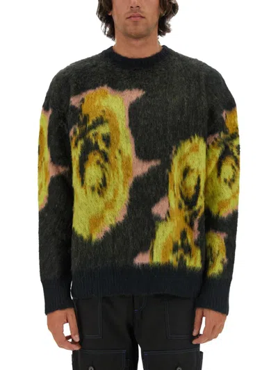 Msgm "underground Pixelled Roses" Jersey In Multi