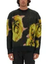 Msgm Underground Pixelled Roses Jersey In Black