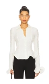 Msgm Cardigan With Flutter Detail White In White