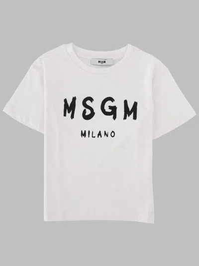 Msgm Unisex Kids 100% Cotton T-shirt In White