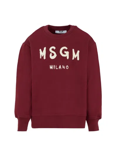 Msgm Unisex Kids Logo Mini T-shirt In Burgundy