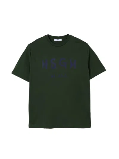 Msgm Unisex Kids Logo T-shirt In Green