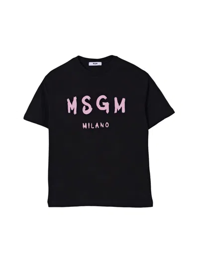 Msgm Unisex Kids Logo T-shirt - Perfect In Black