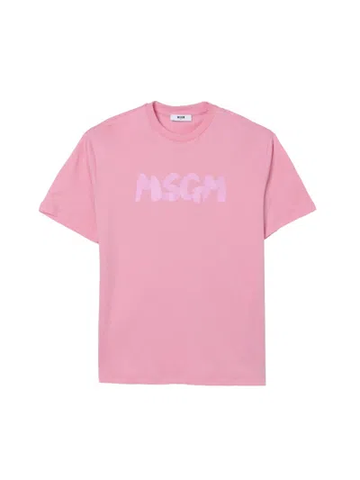 Msgm Unisex Logo Mini T-shirt In Pink