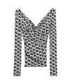 Msgm V-neck All-over Logo-print Top In Black And White