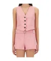 Msgm Waist Belted Cropped Vest V-neckline In Pink