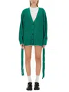 Msgm V-neck Cardigan In Green