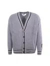 Msgm Striped-trim Buttoned Cardigan In Grey