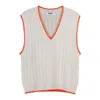 Msgm V-neck Knit Vest In White