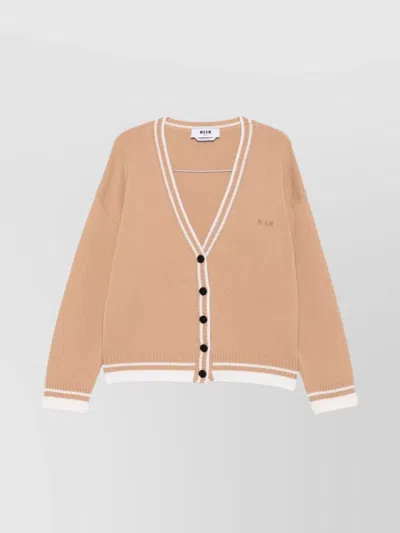 MSGM V-NECK KNITWEAR WITH RIBBED CUFFS AND HEM