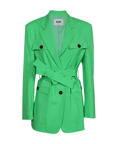 MSGM MSGM V-NECK TIE-WAISTED BLAZER