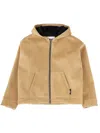 Msgm Hooded Jacket With Kangaroo Pocket And Ribbed Cuffs In Neutral