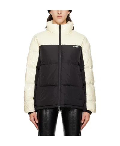 Msgm Vertical Collar Zipper Down Jacket In Black