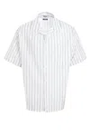 Msgm Short-sleeved Striped Shirt With Floral Accents