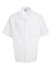 Msgm Short-sleeved Striped Shirt With Floral Accents