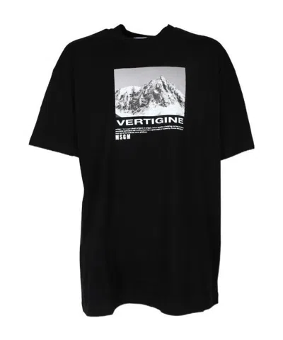Msgm Vertigine Graphic-print T-shirt In Black