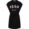 Msgm Vestito Nero Per Bambina Con Logo In Black