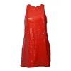 Msgm Vibrant Red Sequin Mini Dress With Round Neckline In Red