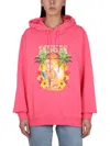 Msgm Vibrant Sweatshirt With Drawstring Hood And Playful Graphic In Pink