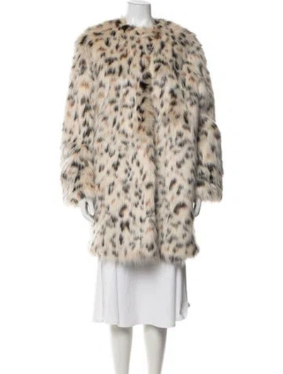 Pre-owned Msgm Vinyl Animal Print Faux Fur Coat In Neutrals