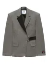 Msgm Virgin Wool Belted Blazer In Gray