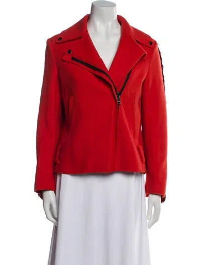 Pre-owned Msgm Virgin Wool Biker Jacket In Red