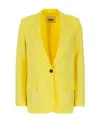 Msgm Stretch Cotton Blazer With Peak Lapels In Yellow