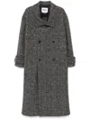 Msgm Double Breasted Long Coat In Weiss
