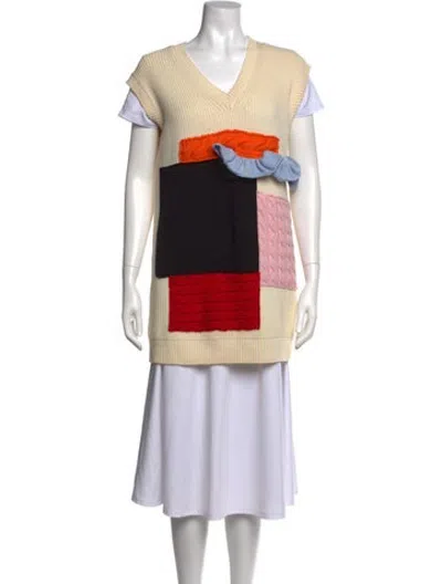 Pre-owned Msgm Virgin Wool Colorblock Pattern Sweater In Multicolor