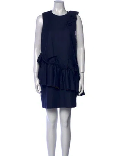 Pre-owned Msgm Virgin Wool Mini Dress In Blue