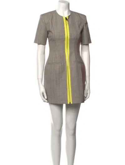 Pre-owned Msgm Virgin Wool Mini Dress In Neutral