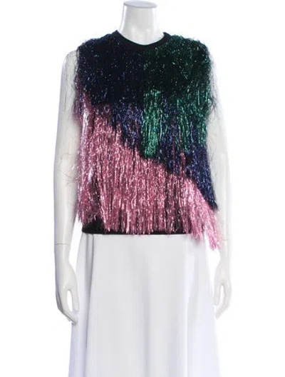 Pre-owned Msgm Virgin Wool Patterned Top In Multi