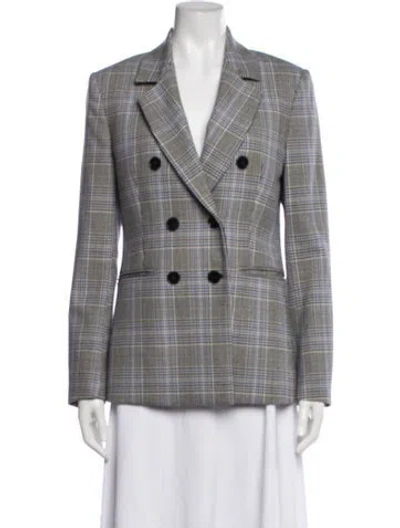 Pre-owned Msgm Virgin Wool Plaid Print Blazer In Gray