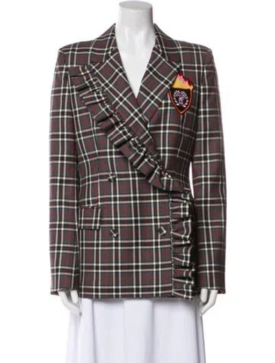 Pre-owned Msgm Virgin Wool Plaid Print Blazer In Multi