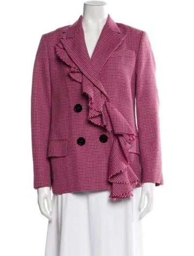 Pre-owned Msgm Virgin Wool Plaid Print Blazer In Pink