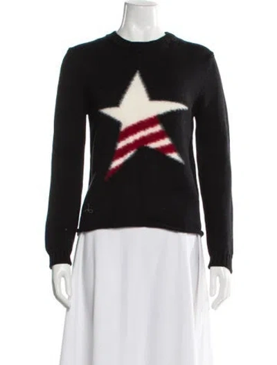 Pre-owned Msgm Virgin Wool Printed Sweater In Black
