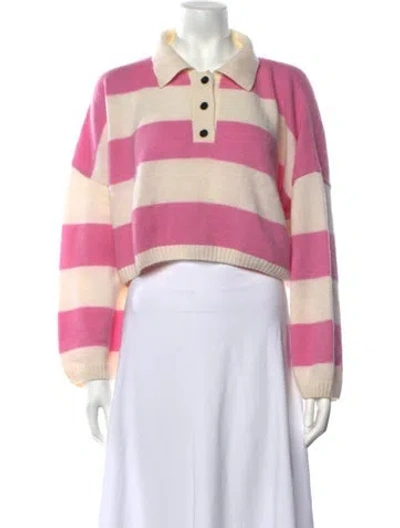 Pre-owned Msgm Virgin Wool Striped Sweater In Pink