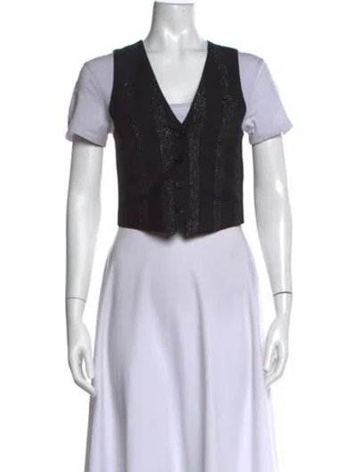 Pre-owned Msgm Virgin Wool Striped Top In Black/white