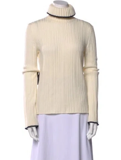 Pre-owned Msgm Virgin Wool Turtleneck Sweater In Neutral